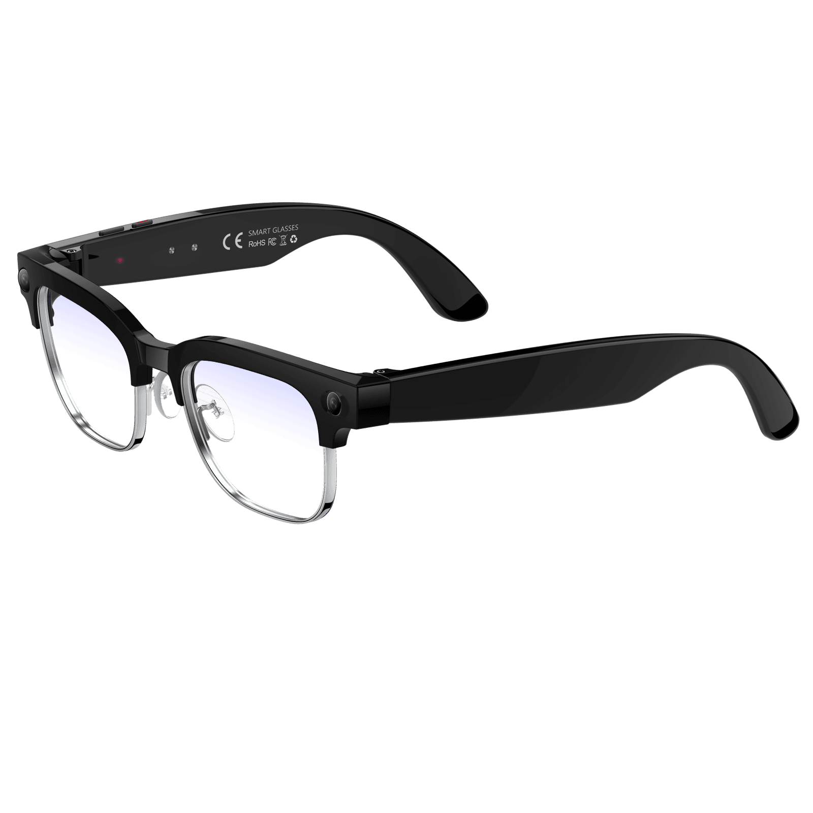 Cyan World Traveler smart glasses in Black with Clear-to-Dark photochromic lenses